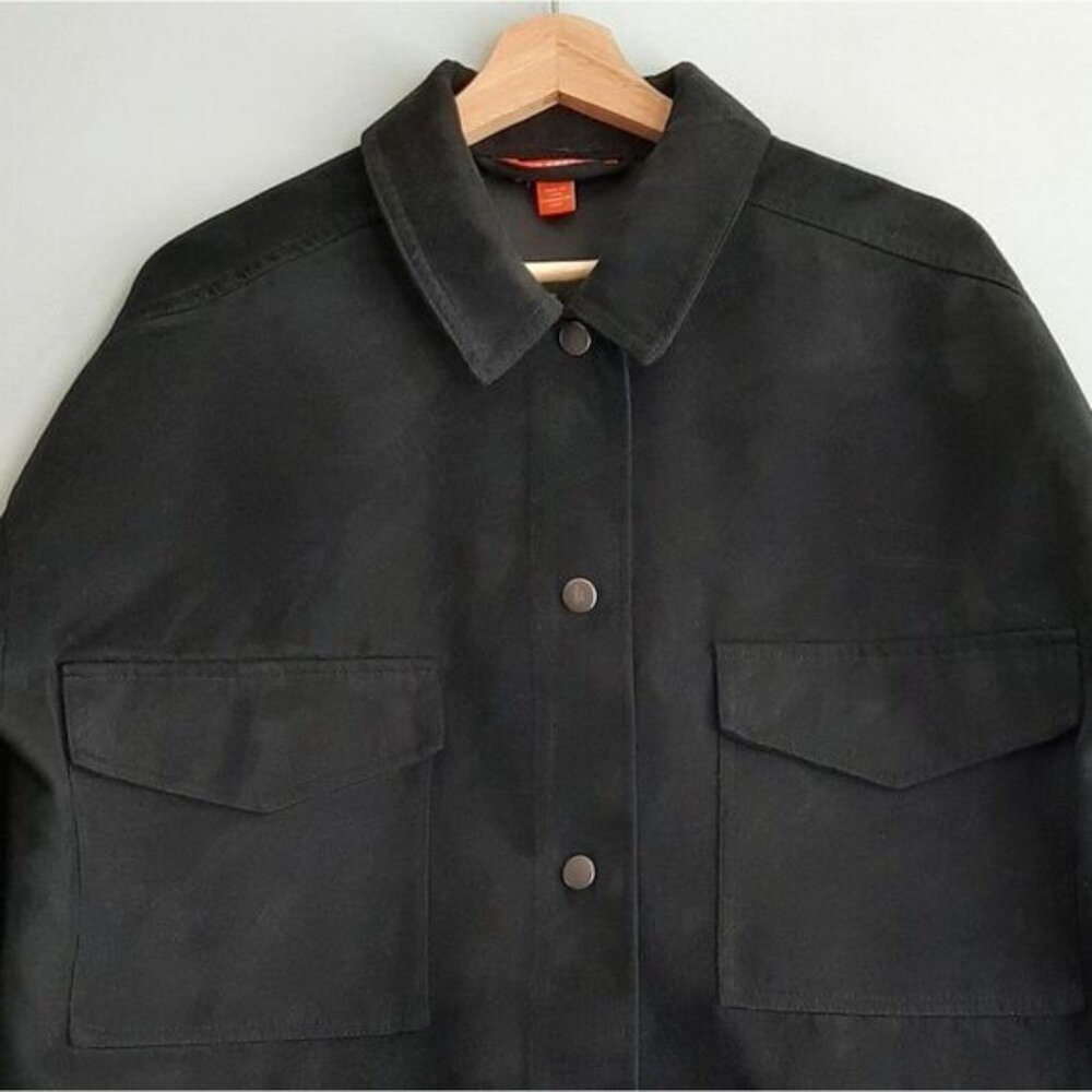 JOE FRESH Snap Button Faux Suede Crop Jacket Black Sz XL - Picture 2 of 10
